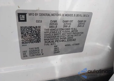 2019 GMC Terrain Slt from USA, damaged, VIN 3GKALPEV4KL333143